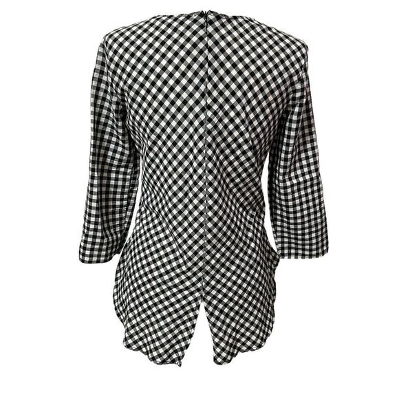 ZARA XSmall Black & White Fit & Flare Black & White Checkerboard Blouse - Picture 6 of 11